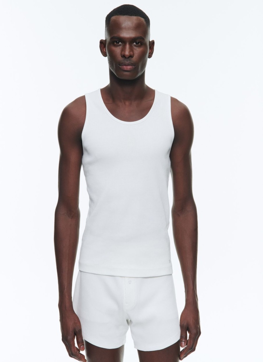 Polos & T-Shirts | De Fursac Organic Cotton Ribbed Tank Top Ecru