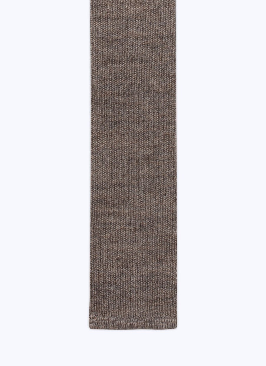 Ties | De Fursac Knitted Wool Tie Taupe Grey