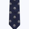 Ties | De Fursac Silk Satin Jacquard Tie Navy Blue - Diving Suit Pattern