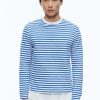 Polos & T-Shirts | De Fursac Organic Cotton T-Shirt With Stripes White And Navy Blue Stripes