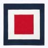 Scarves | De Fursac Silk Scarf With Geometrical Print White, Red And Navy Blue