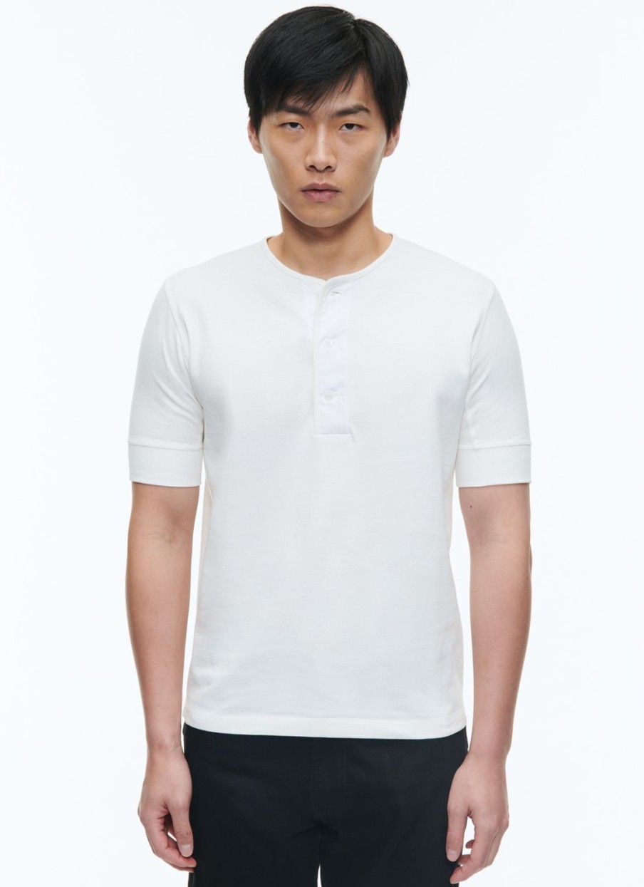 Polos & T-Shirts | De Fursac Cotton T-Shirt With Tunisian Collar White