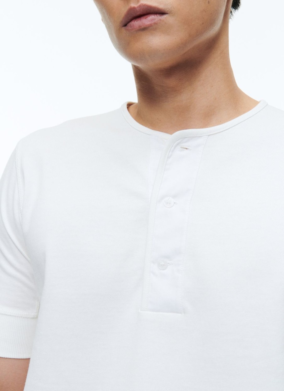 Polos & T-Shirts | De Fursac Cotton T-Shirt With Tunisian Collar White