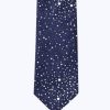 Ties | De Fursac Silk Satin Tie Navy Blue - Stars Print