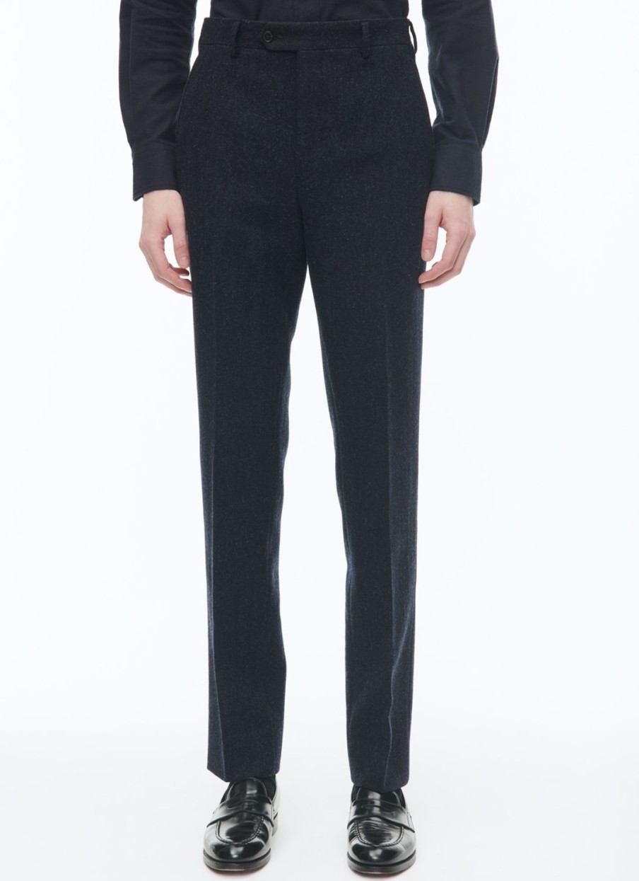 Trousers | De Fursac Virgin Wool Tweed Fitted Trousers Navy Blue