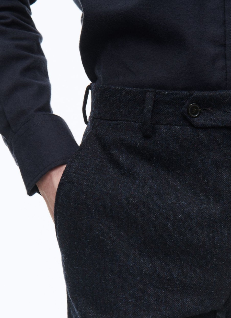 Trousers | De Fursac Virgin Wool Tweed Fitted Trousers Navy Blue