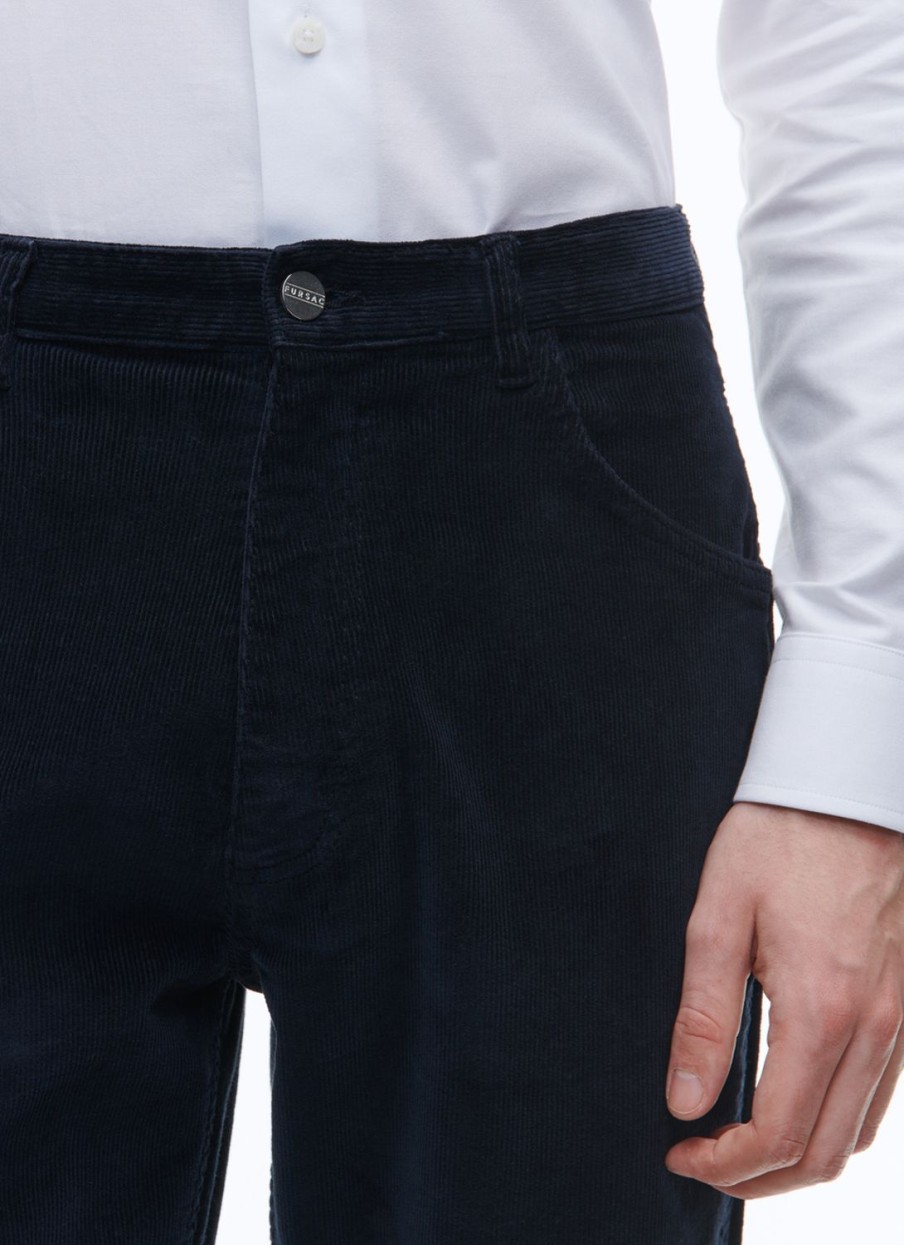 Trousers | De Fursac Corduroy Trousers Navy Blue