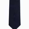 Ties | De Fursac Silk Jacquard Tie Navy Blue - Plain Weave