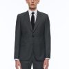 Blazers | De Fursac End-On-End Virgin Wool Fitted Suit Jacket Charcoal Grey - End-On-End