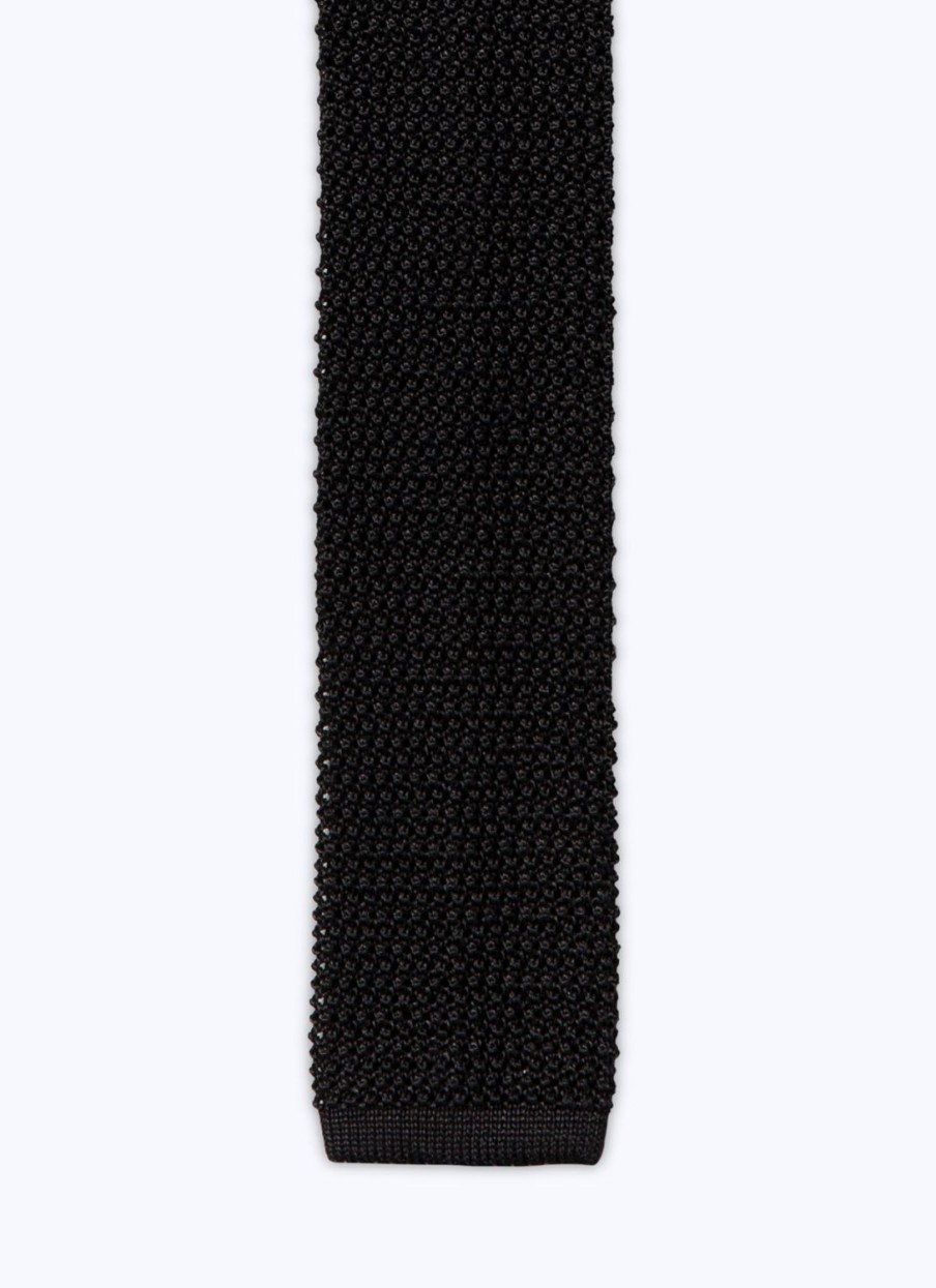 Ties | De Fursac Knitted Silk Tie Black