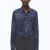 Shirts | De Fursac Viscose Shirt With Swallow Collar Navy Blue - Stars Print