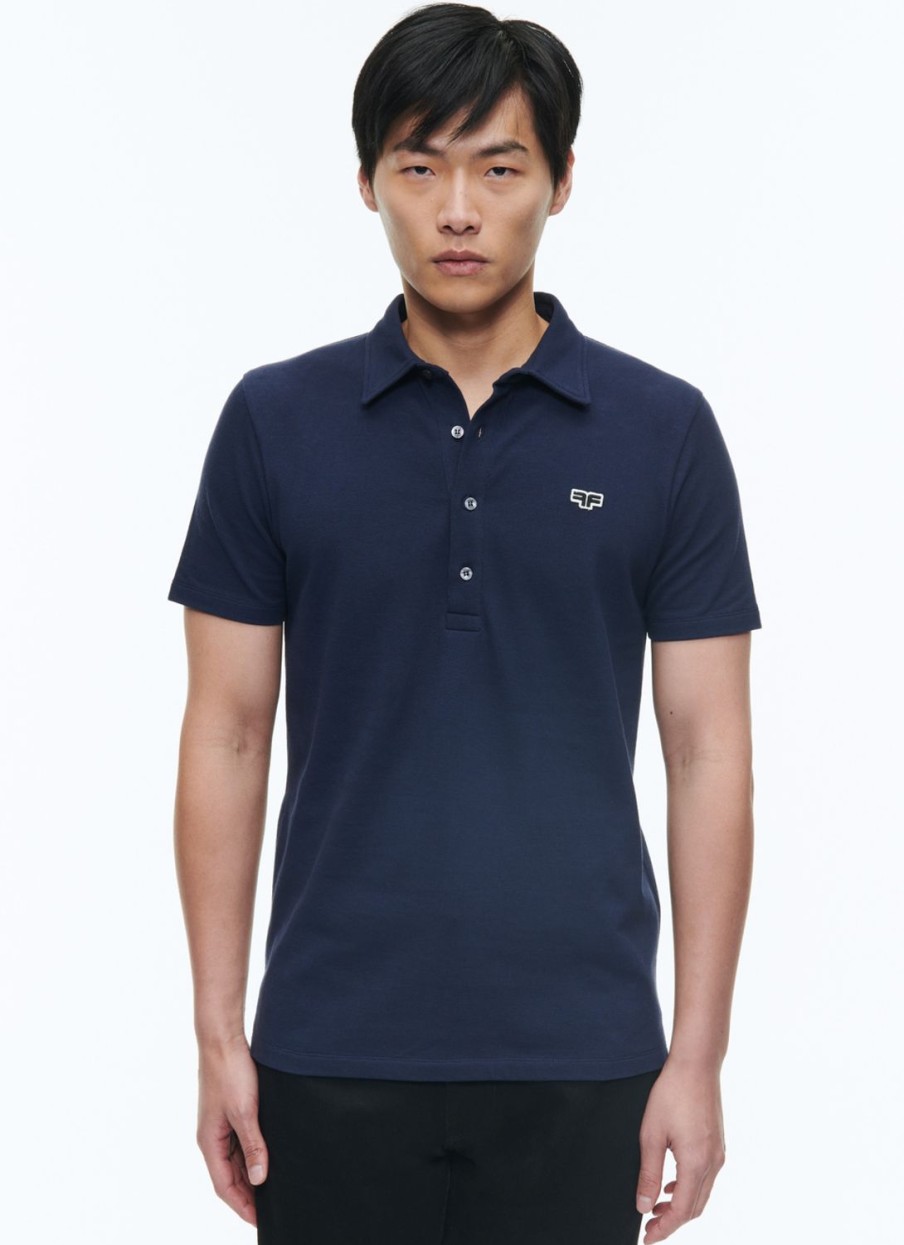 Polos & T-Shirts | De Fursac Organic Cotton Pique Polo Sweater Navy Blue