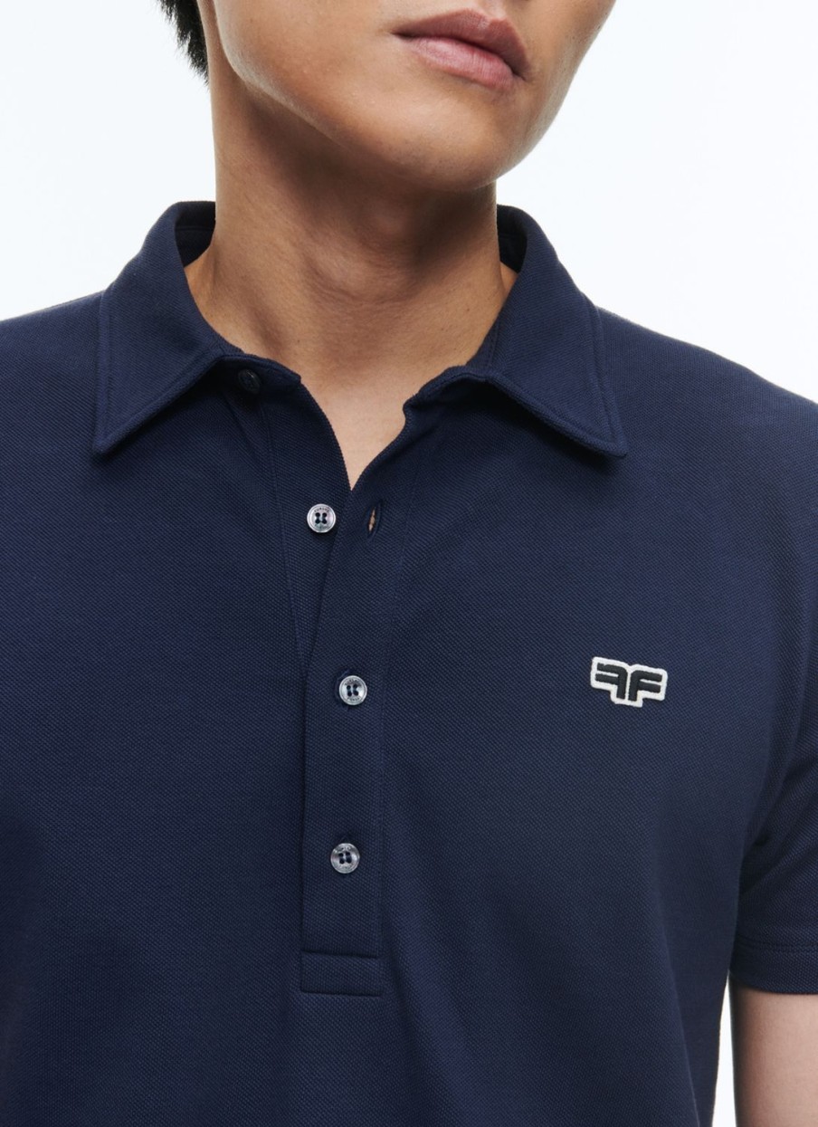 Polos & T-Shirts | De Fursac Organic Cotton Pique Polo Sweater Navy Blue