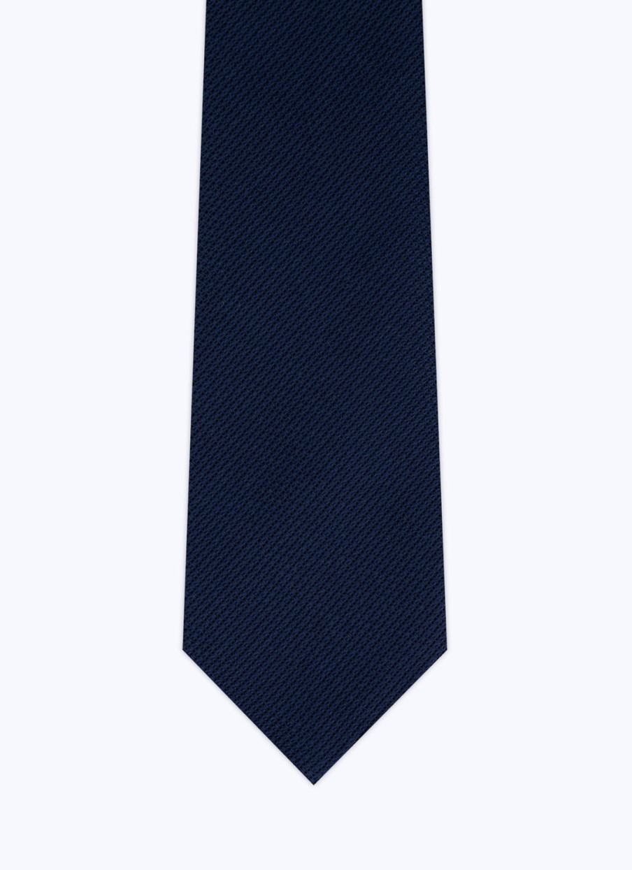 Ties | De Fursac Silk Tie With Pattern Navy Blue