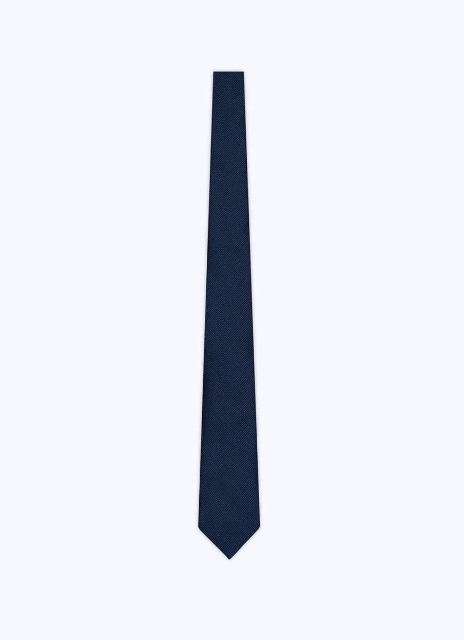 Ties | De Fursac Silk Tie With Pattern Navy Blue