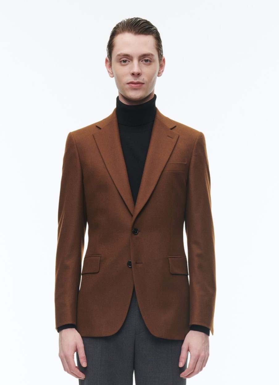 Blazers | De Fursac Wool Flannel Fitted Jacket Cinnamon