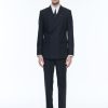 Suits | De Fursac Wool Faille Double-Breasted Tuxedo Navy Blue