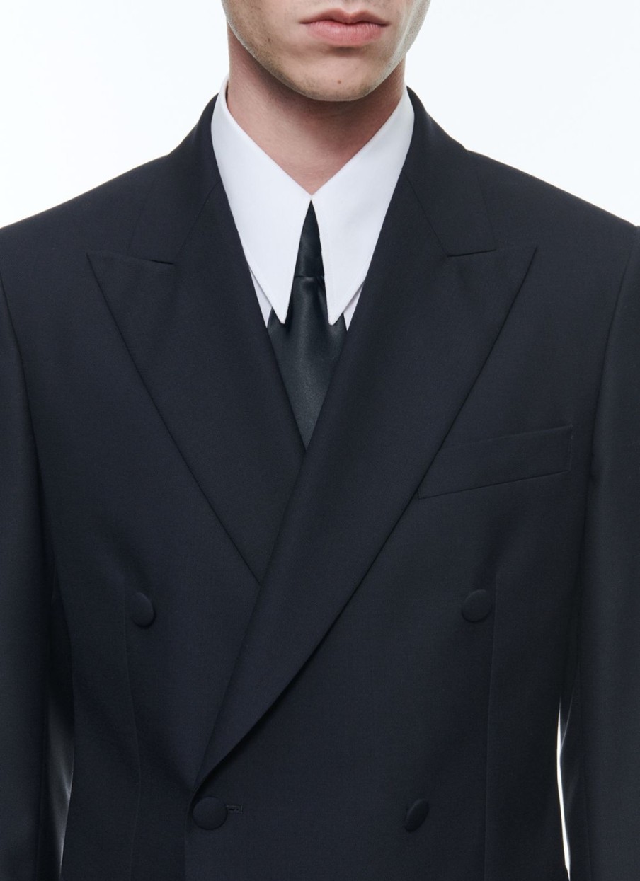 Suits | De Fursac Wool Faille Double-Breasted Tuxedo Navy Blue