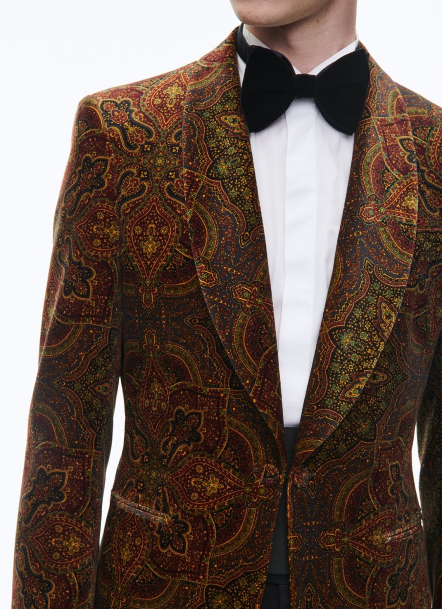 Suits | De Fursac Velvet Fitted Tuxedo Brown - Paisley Print