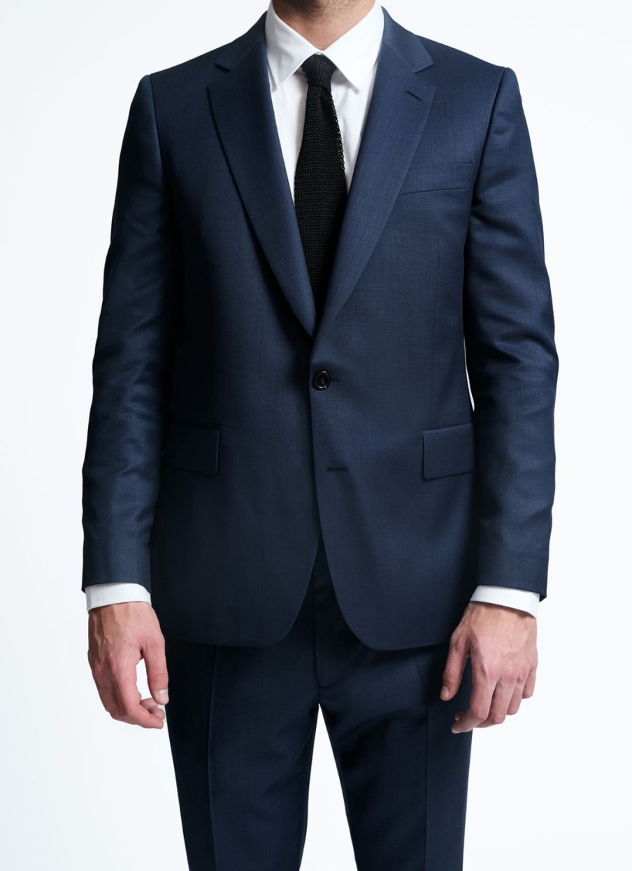 Suits | De Fursac Wool Suit With Micro Design Navy Blue - Micro Design