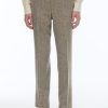 Trousers | De Fursac Wool Fitted Trousers With Herringbone String-Like Beige - Herringbone Pattern