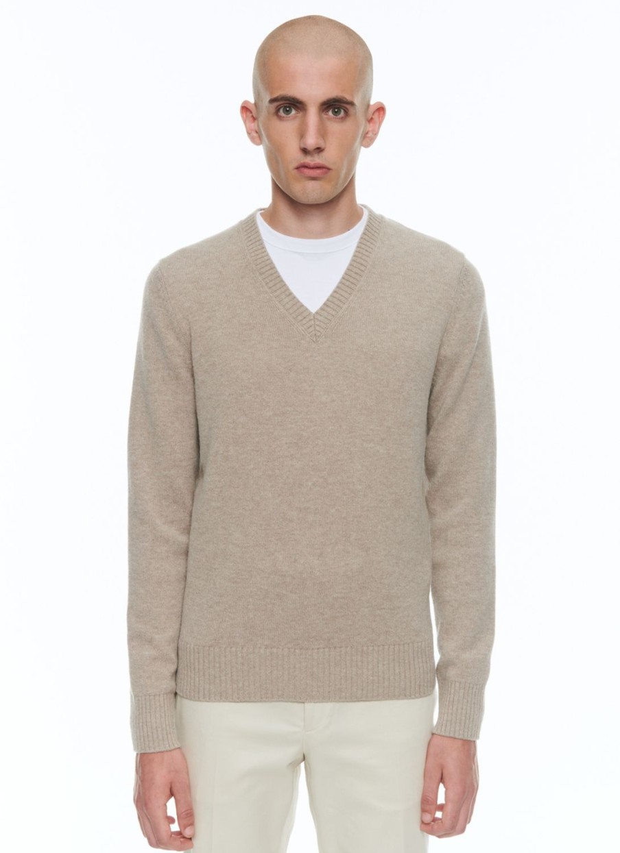 Sweaters | De Fursac Wool And Cashmere Sweater With V-Collar Camel