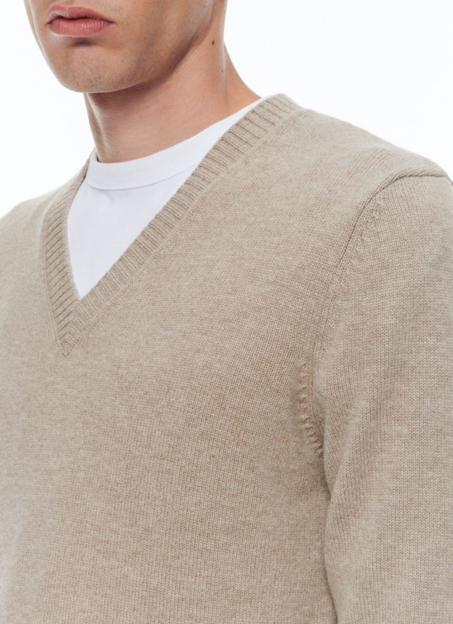 Sweaters | De Fursac Wool And Cashmere Sweater With V-Collar Camel