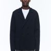 Sweaters | De Fursac Wool And Cotton Tailored Cardigan Navy Blue