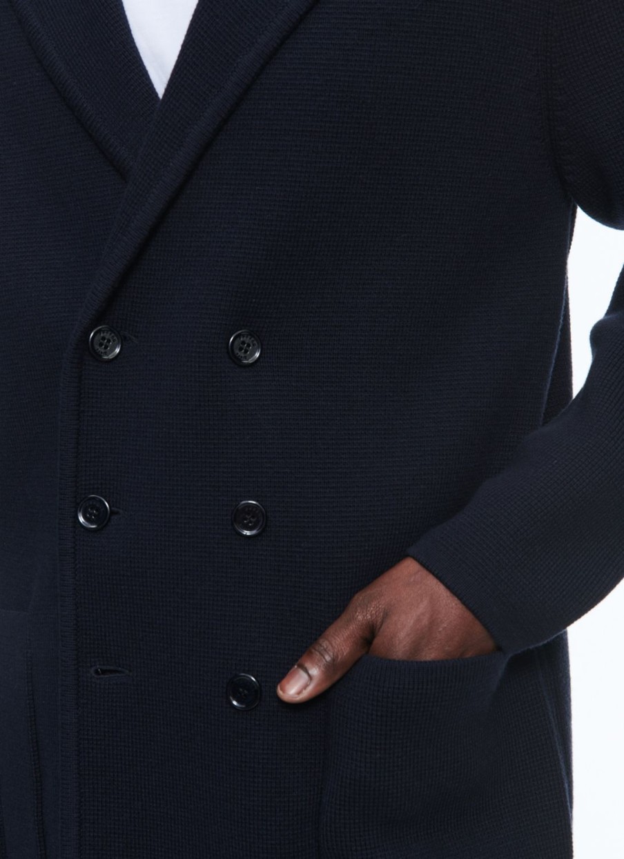 Sweaters | De Fursac Wool And Cotton Tailored Cardigan Navy Blue