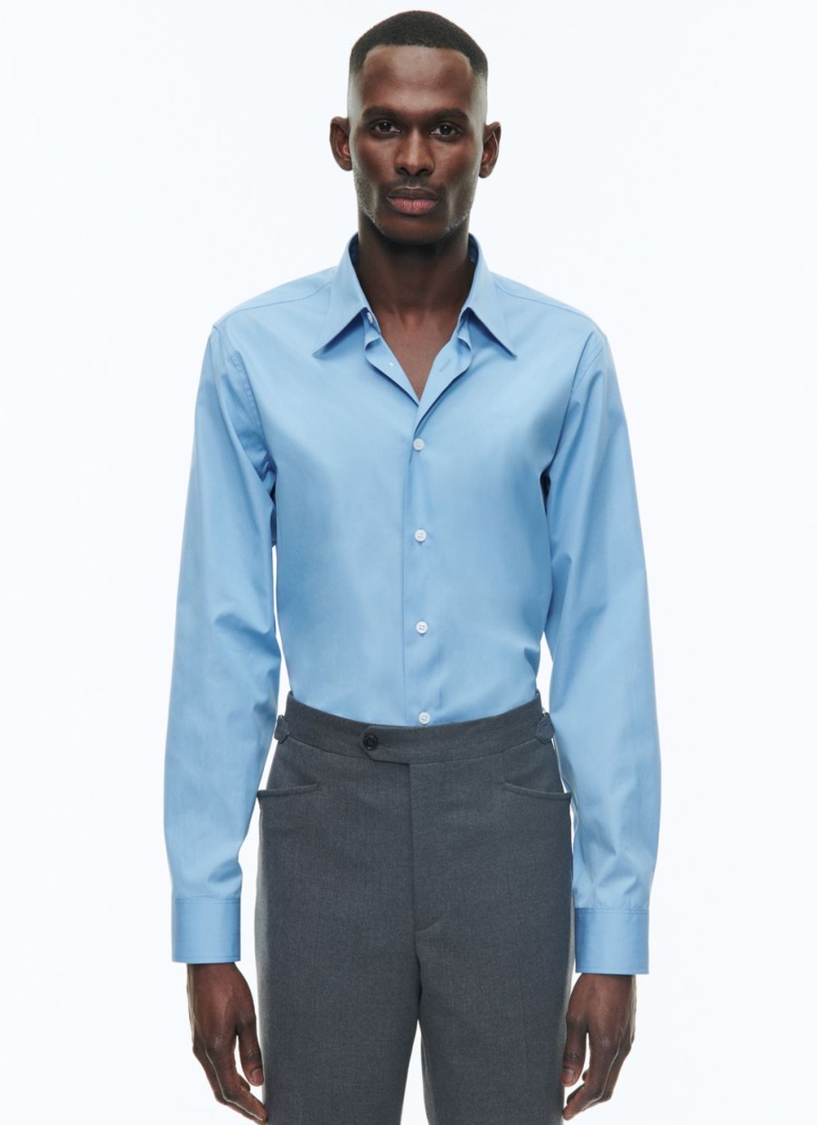 Shirts | De Fursac Cotton Shirt With A Swallow Collar Blue