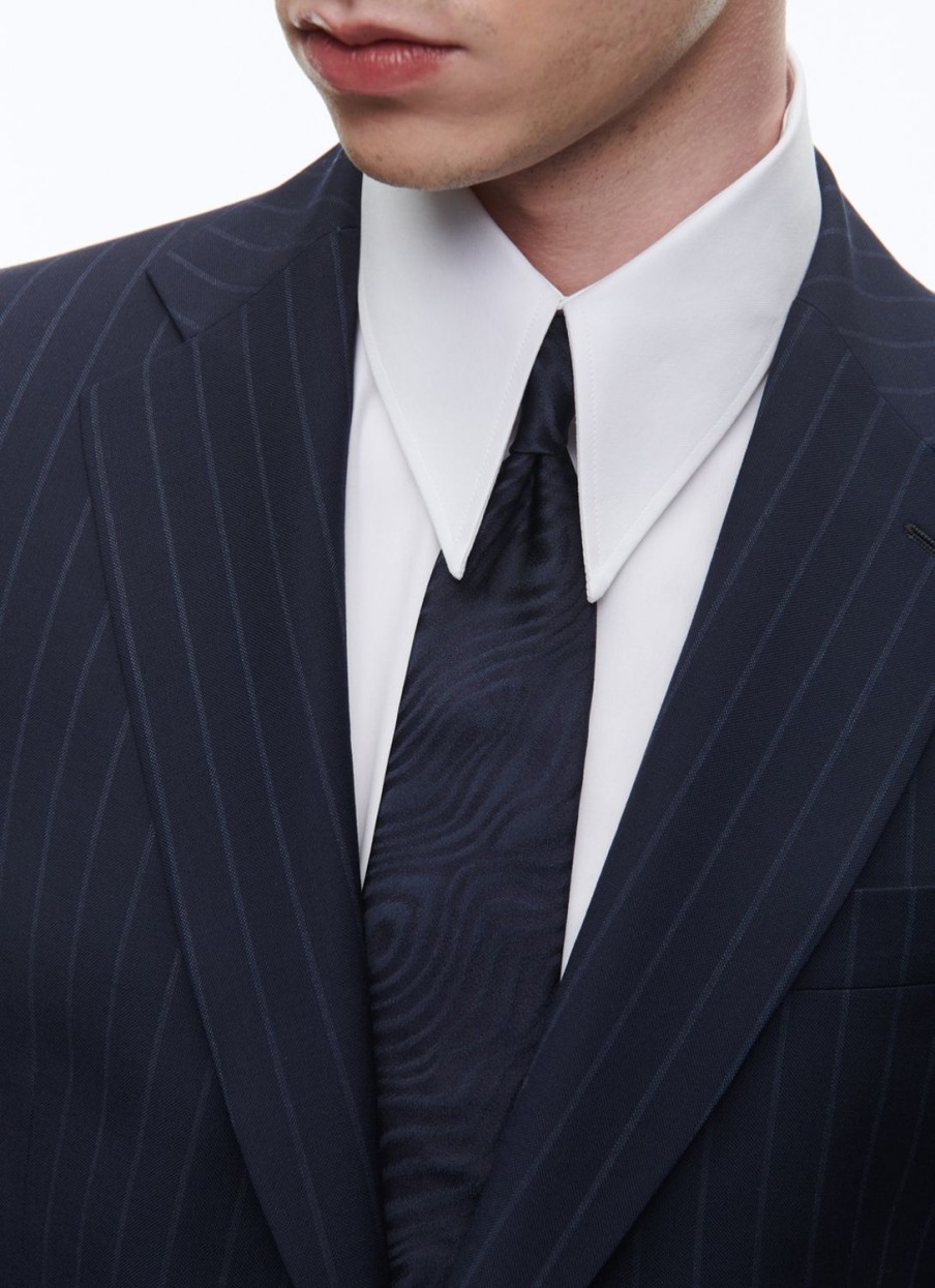 Suits | De Fursac Virgin Wool Fitted Suit Navy Blue - Stripes