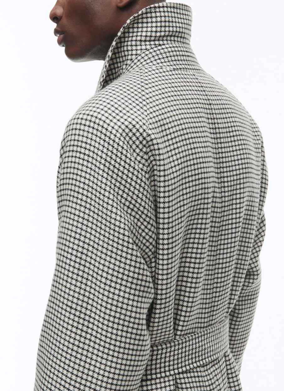 Outerwear | De Fursac Wool Long Coat With Belt Ecru - Black Checks