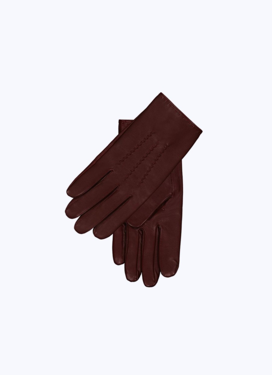 Others | De Fursac Leather Gloves Burgundy