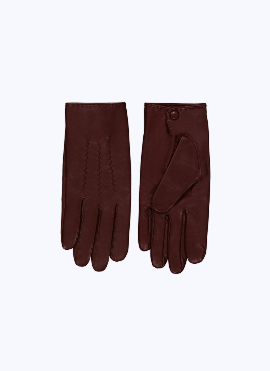 Others | De Fursac Leather Gloves Burgundy