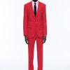 Suits | De Fursac Virgin Wool Canvas Fitted Suit Red