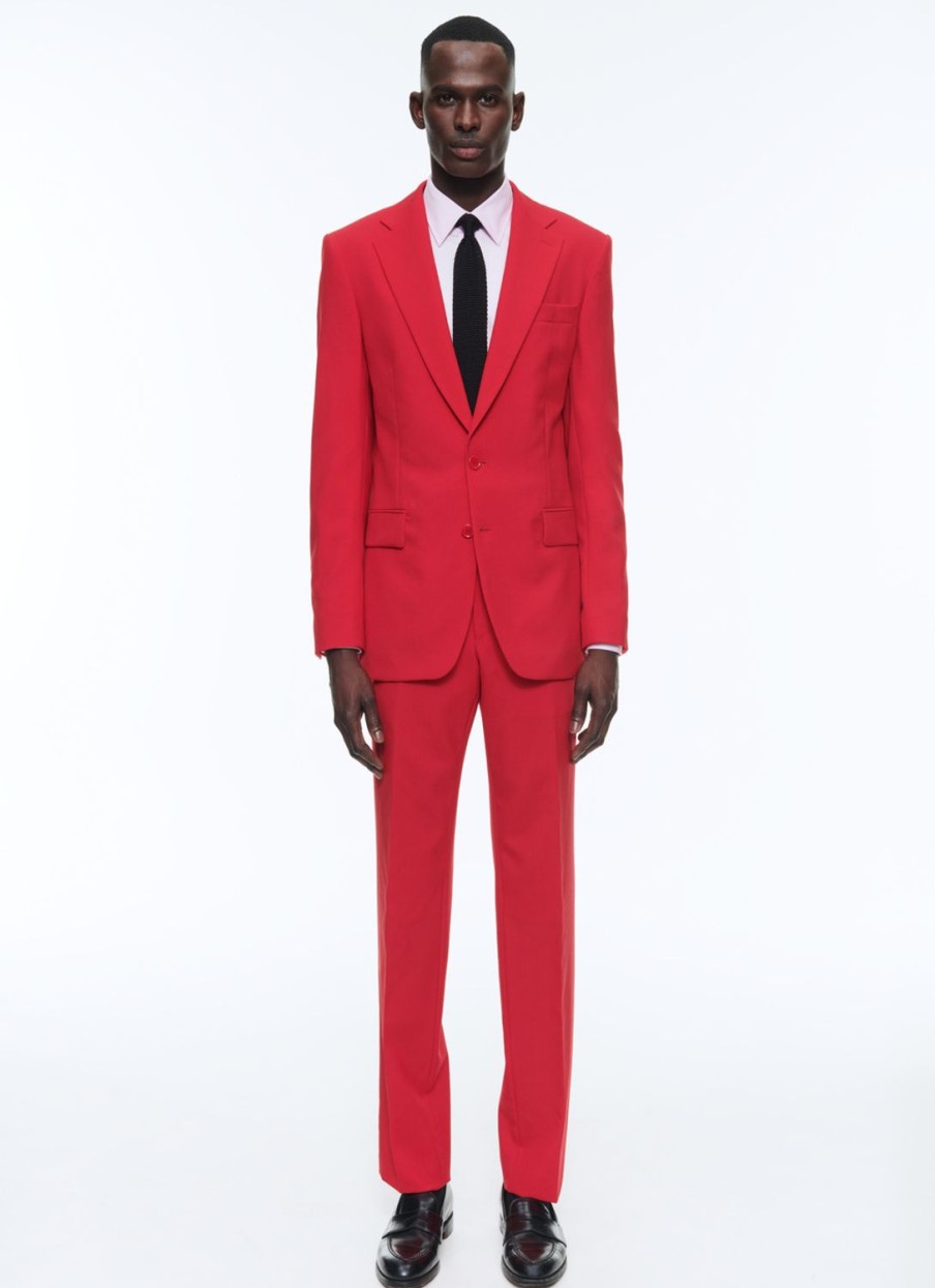 Suits | De Fursac Virgin Wool Canvas Fitted Suit Red