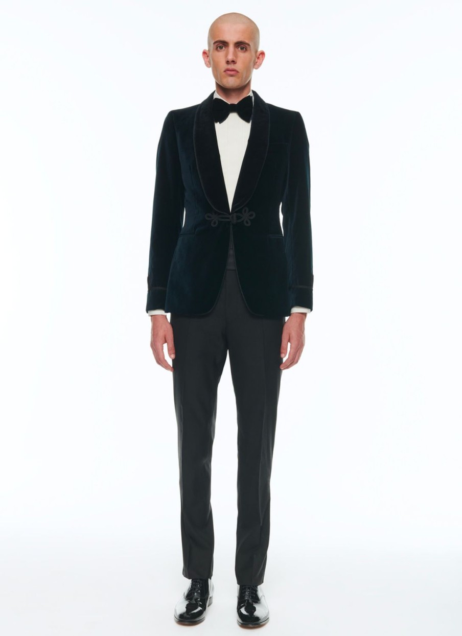 Suits | De Fursac Velvet Tuxedo With Brandenburg Jacket Navy Blue