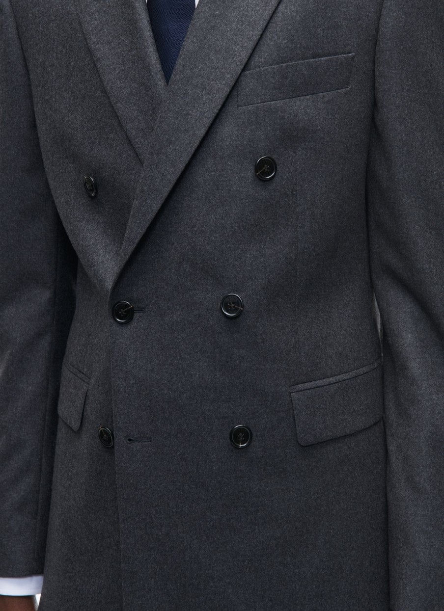 Suits | De Fursac Grey Wool Flannel Double-Breasted Suit Charcoal Grey