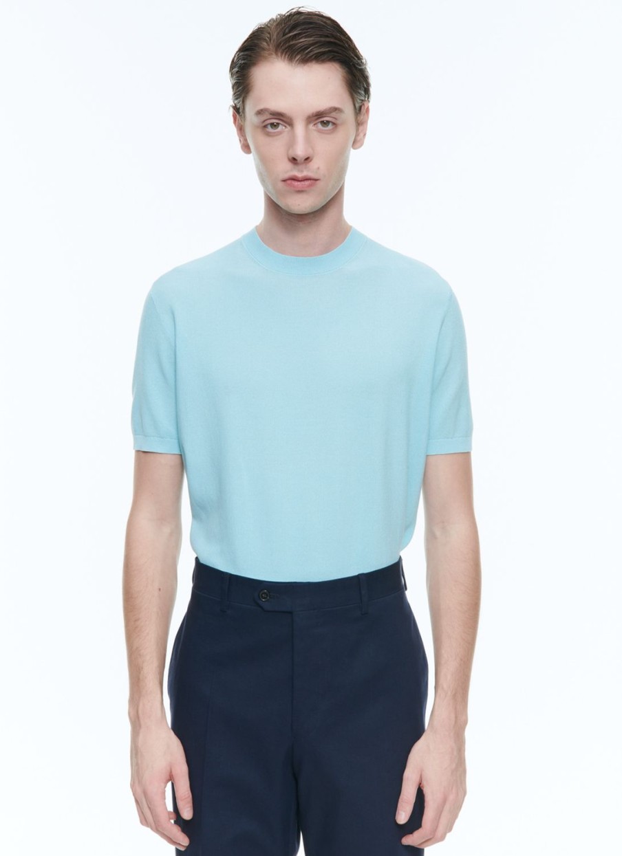 Polos & T-Shirts | De Fursac Cotton T-Shirt Sky Blue