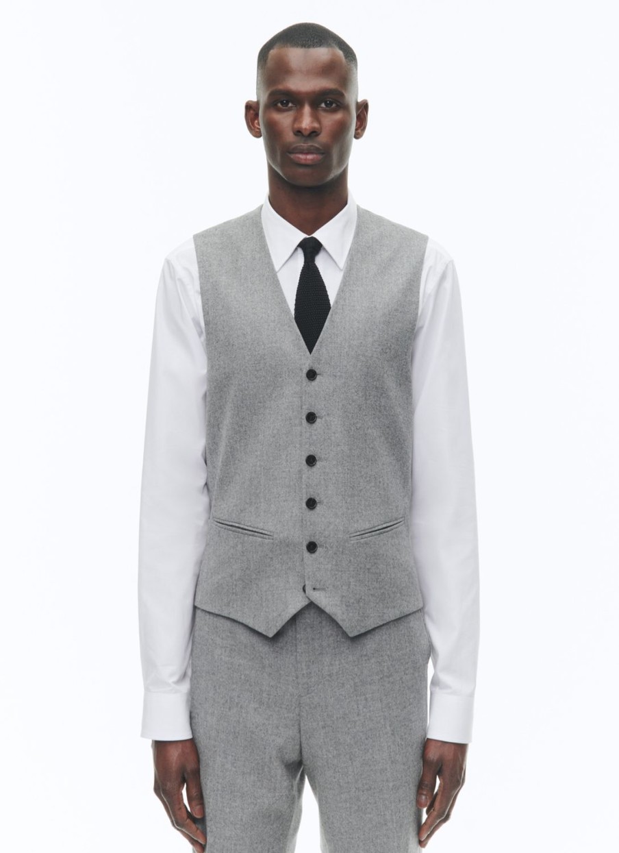 Suits | De Fursac Wool Flannel Suit Waistcoat Light Grey