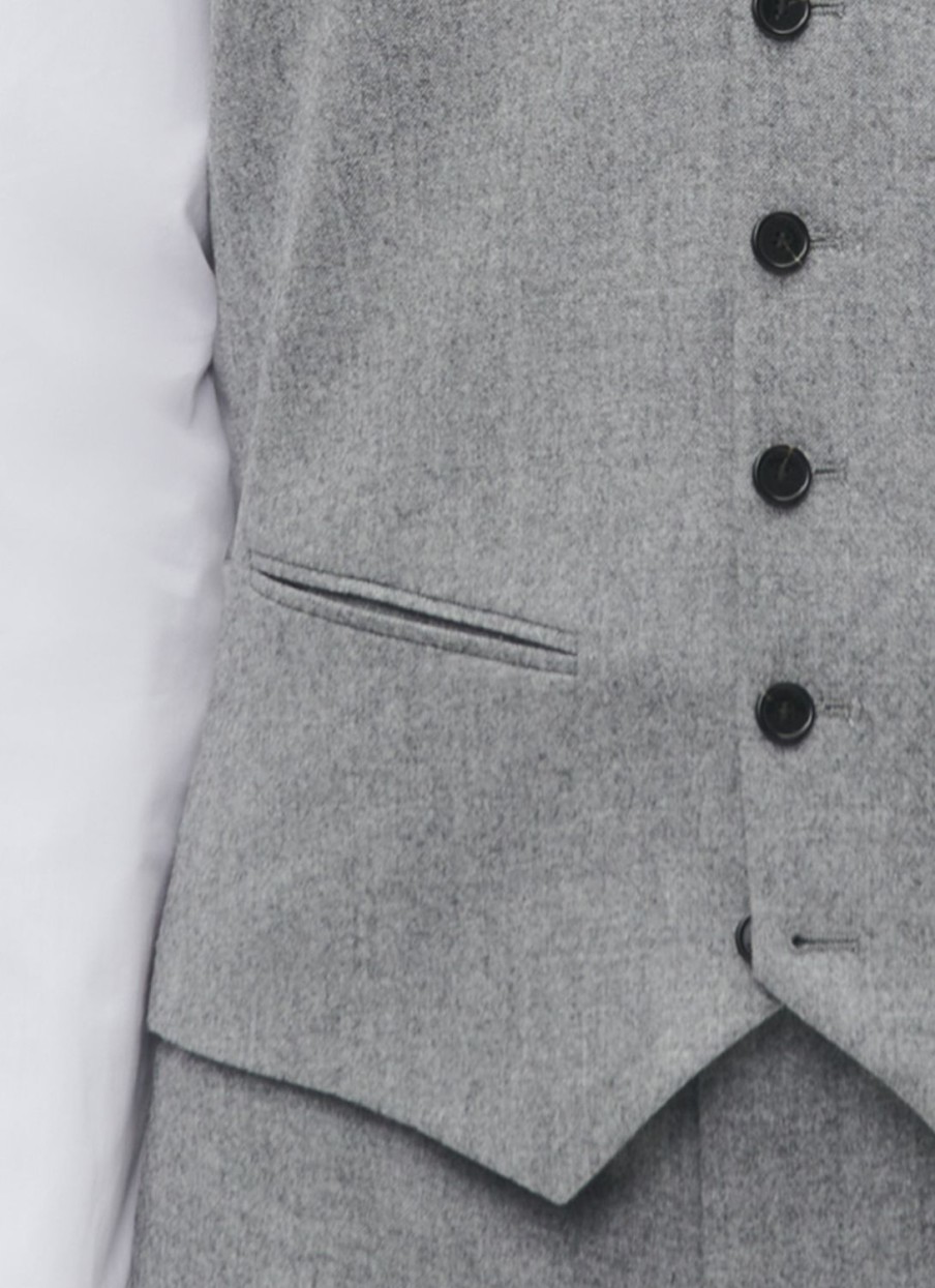 Suits | De Fursac Wool Flannel Suit Waistcoat Light Grey