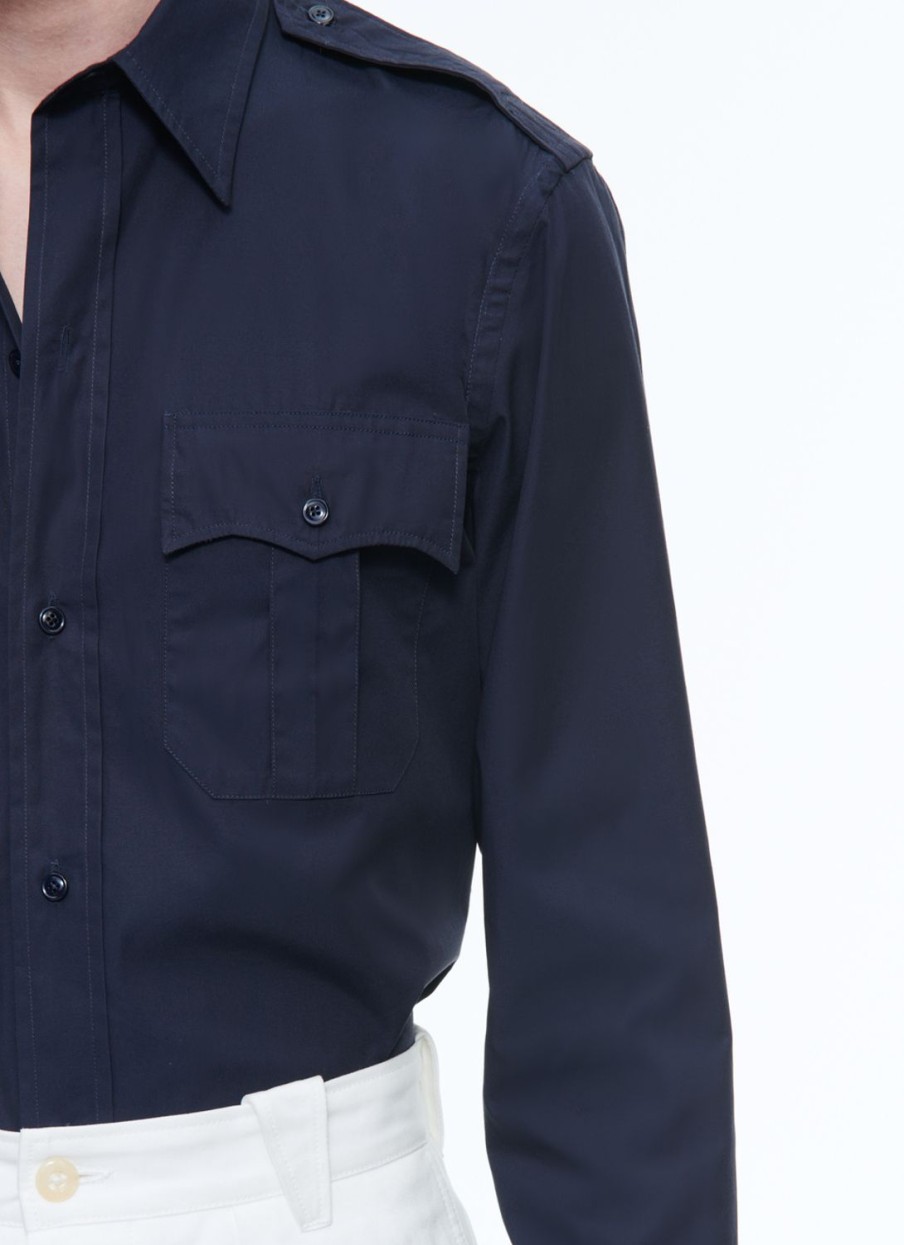 Shirts | De Fursac Cotton Shirt With Swallow Collar Navy Blue