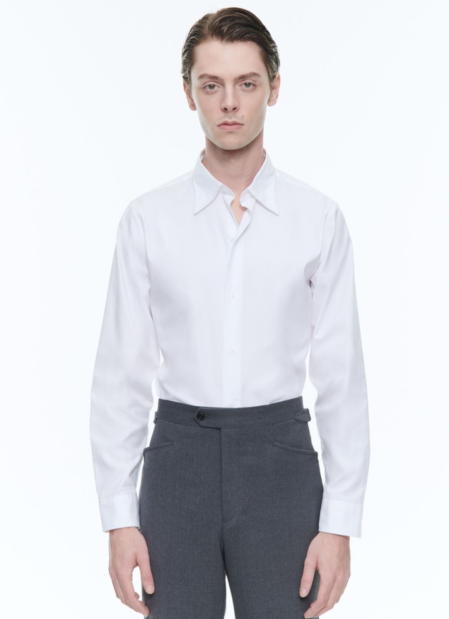 Shirts | De Fursac Cotton Shirt With A Swallow Collar White