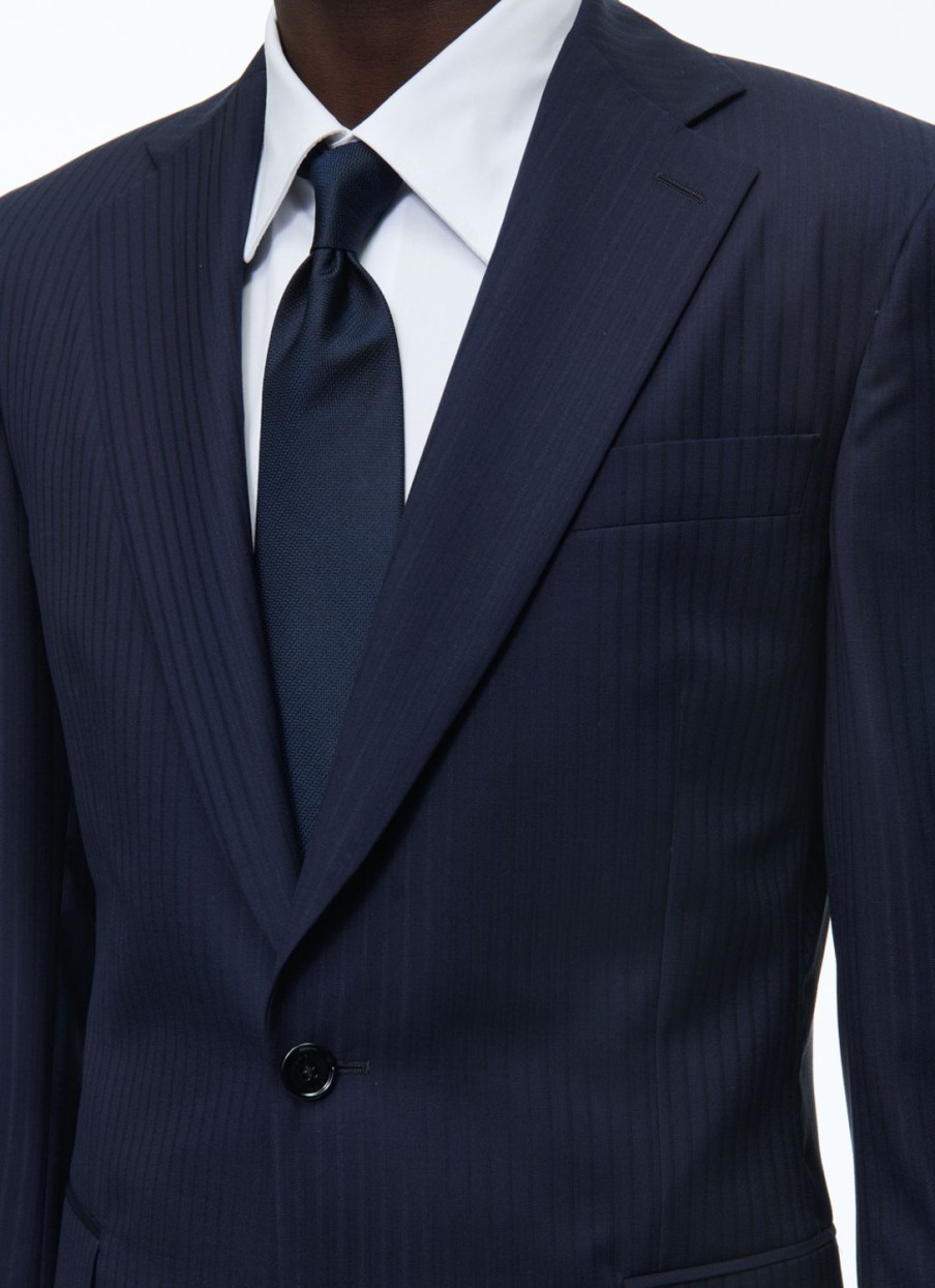 Suits | De Fursac Certified Wool Suit With Stripes Navy Blue - Tone On Tone Stripes