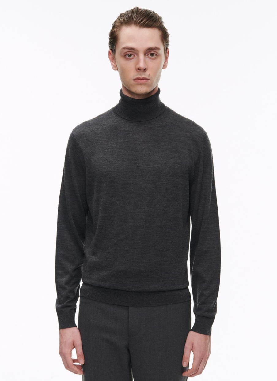 Sweaters | De Fursac Grey Merino Wool Roll Neck Sweater Anthracite Grey