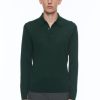 Sweaters | De Fursac Merino Wool Longsleeves Polo Sweater Forest Green