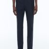 Trousers | De Fursac Seersucker Elasticated Trousers Navy Blue - Tone On Tone Gingham Pattern