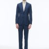 Suits | De Fursac Wool Fitted Suit With Micro Design Prussian Blue - Micro Design