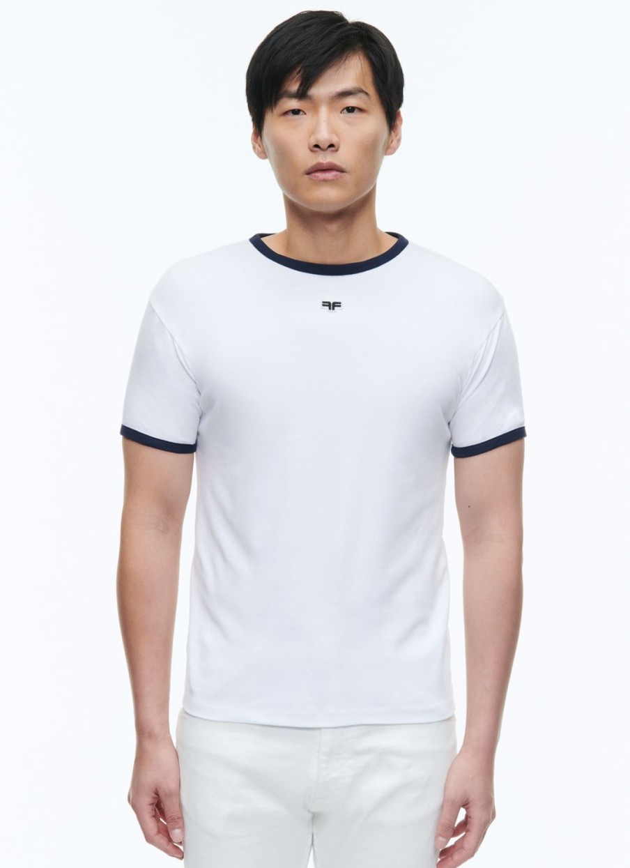 Polos & T-Shirts | De Fursac Organic Cotton T-Shirt With Logo White - Blue Hems