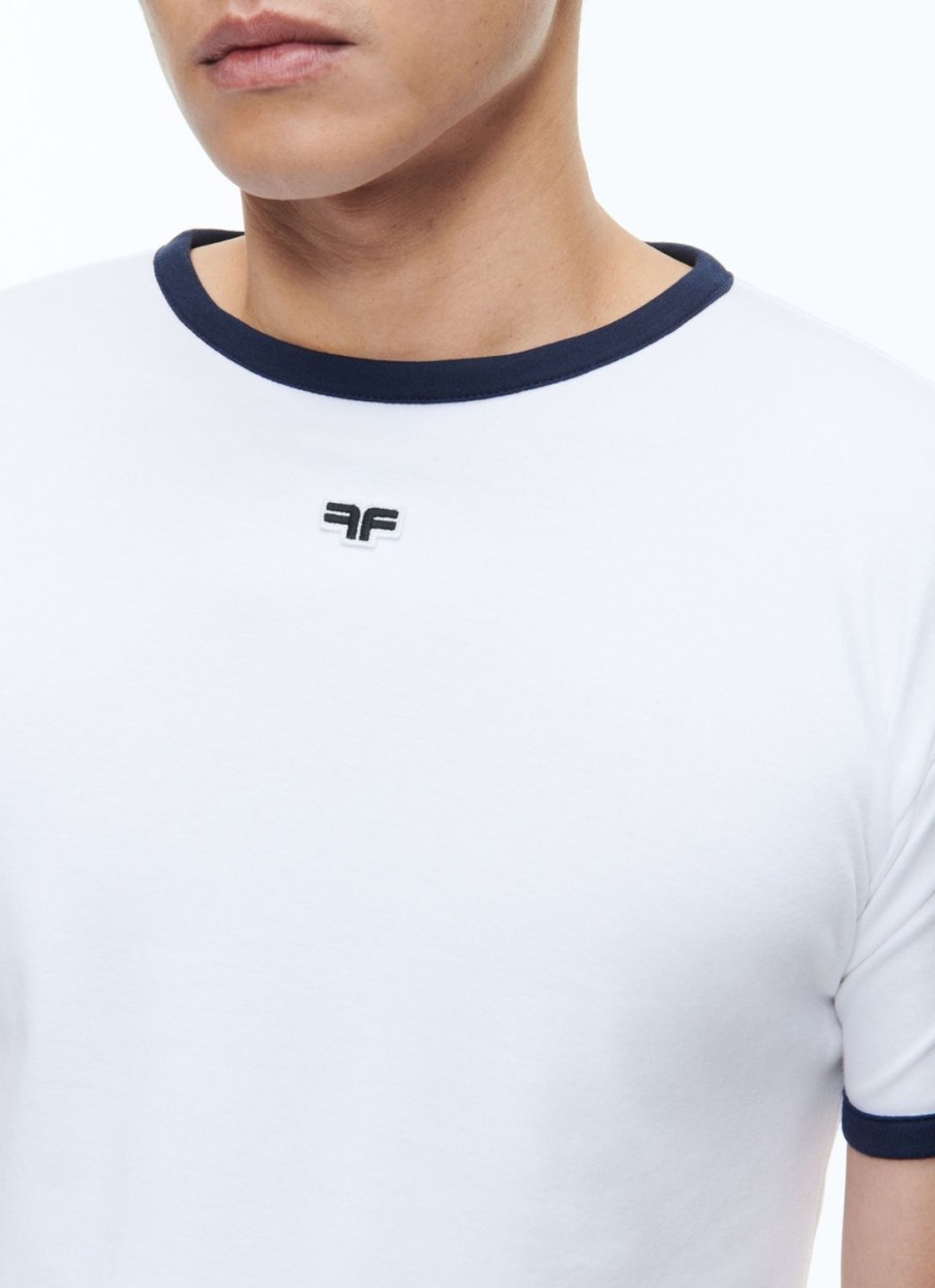 Polos & T-Shirts | De Fursac Organic Cotton T-Shirt With Logo White - Blue Hems